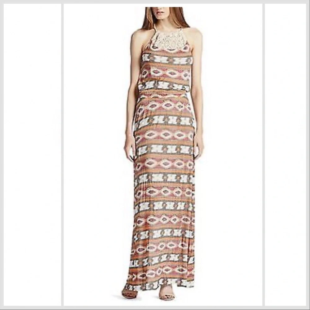 LUCKY BRAND aztec ikat print maxi dress, M.